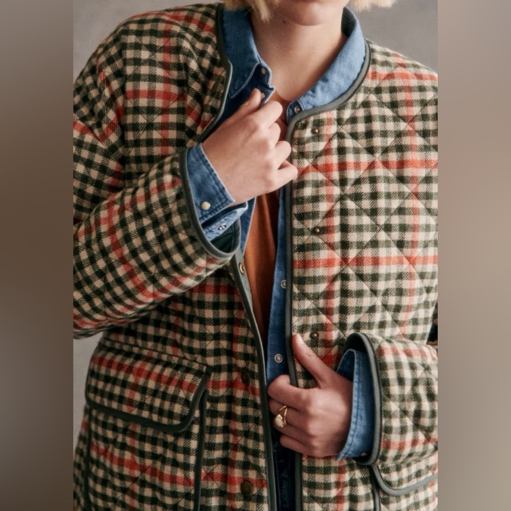 Sezane Farel jacket coat gingham check plaid wool size 38 medium